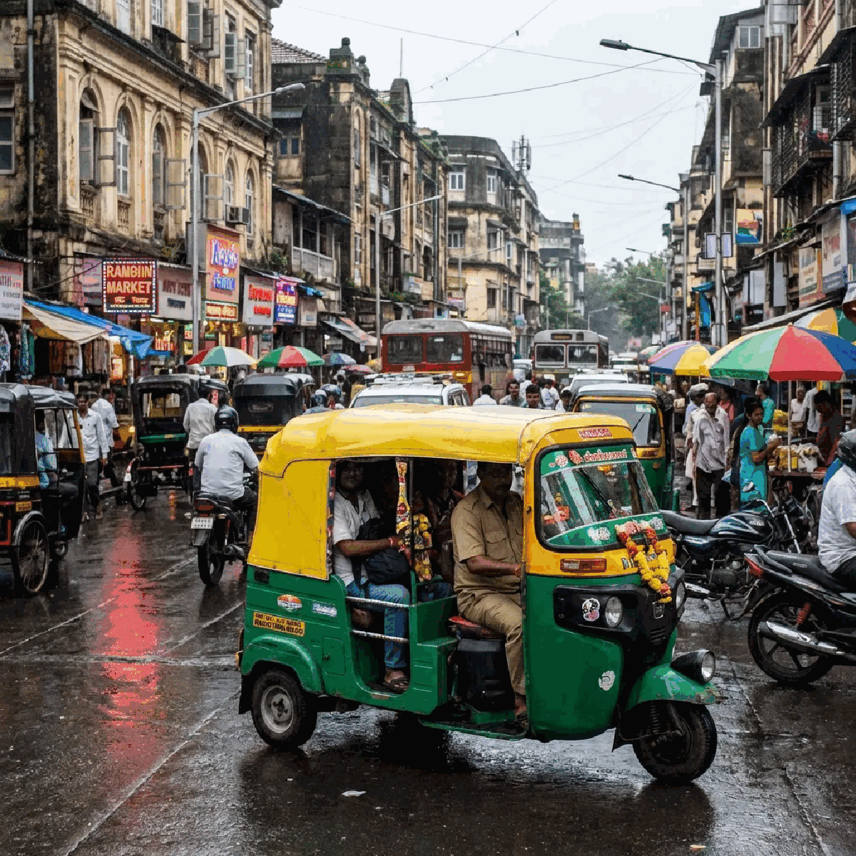 Auto rickshaw driver looking away