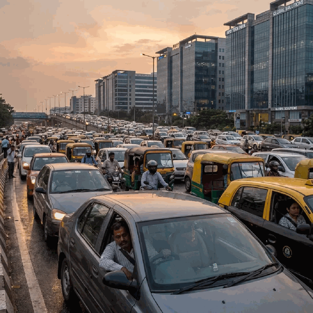 Bangalore traffic jam on Outer Ring Road