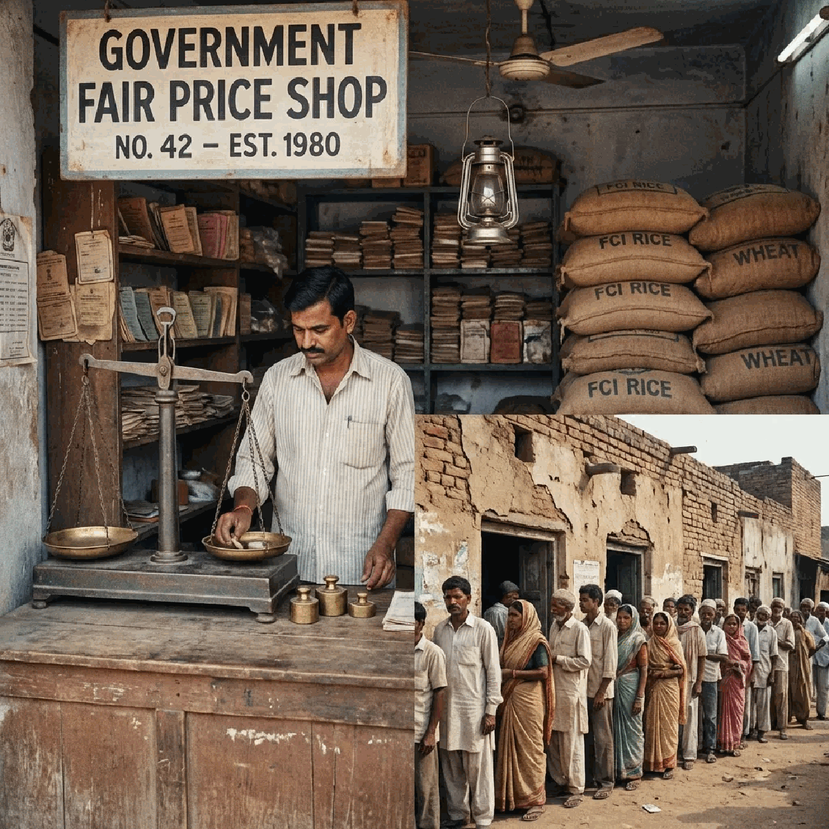 Government fair price ration shop from 1980s India